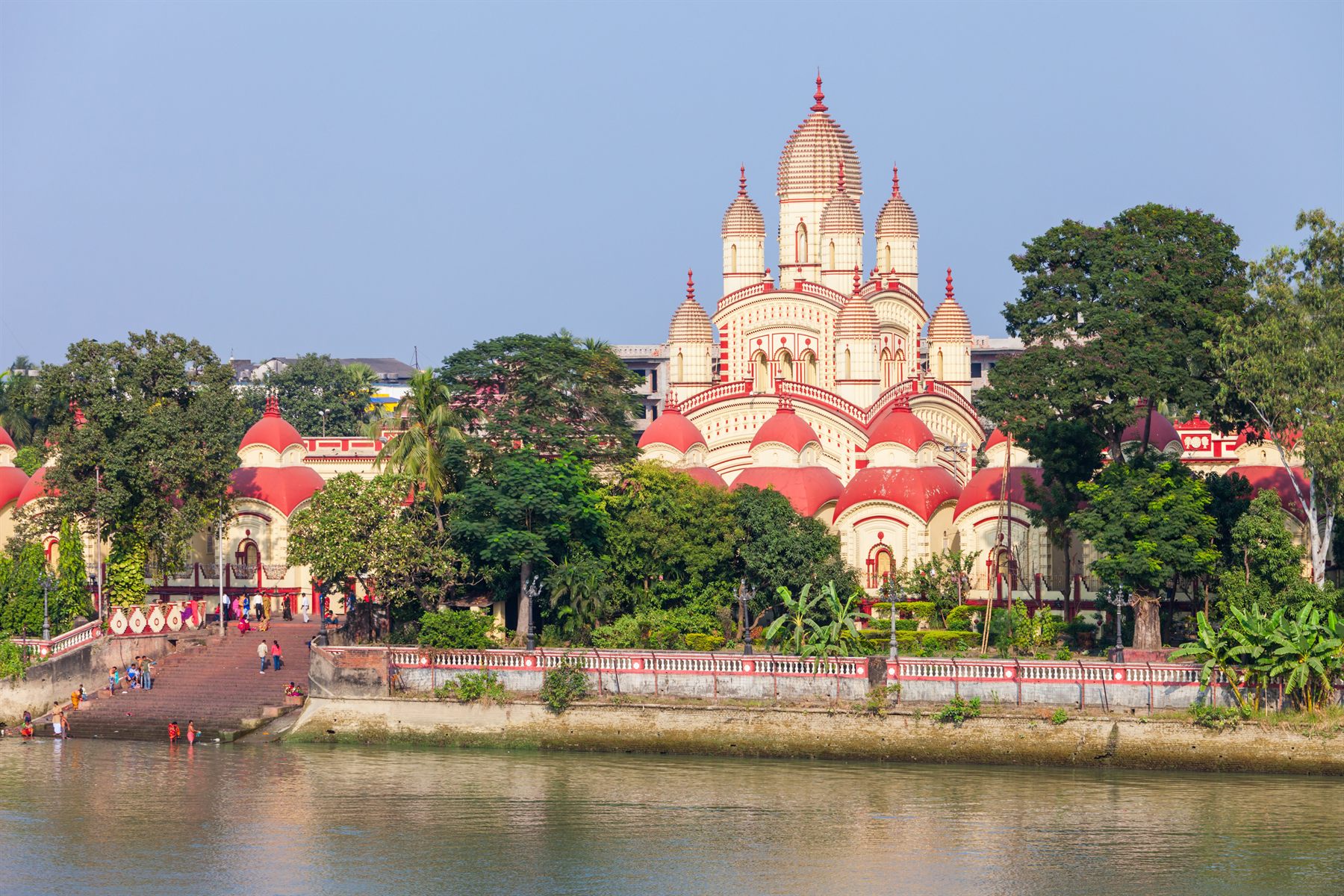 Dakshineswar Kali Temple seen across the river, Kolkata